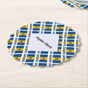Barbados och Barbadisk flagga Rutnätsdesign Anpass Underlägg Papper