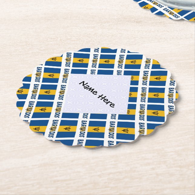 Barbados och Barbadisk flagga Rutnätsdesign Anpass Underlägg Papper (Vinklad)