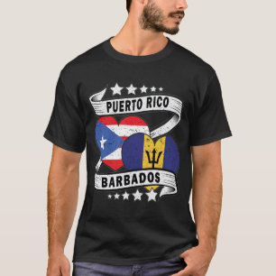 Barbados och Puerto rican Flagga T Shirt
