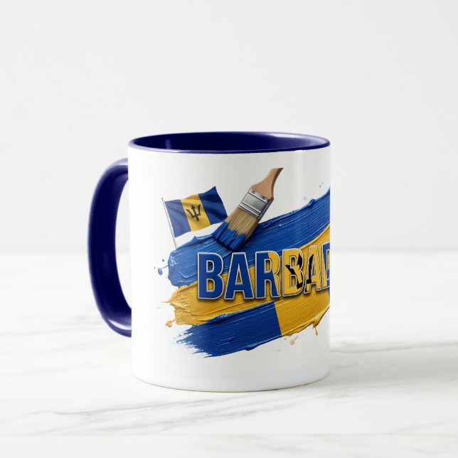Barbados Paint Brush Design | Karibiskt Stolt Mugg (Framsida vänster)