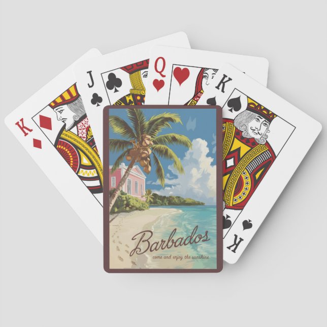 Barbados Painterly Travel Art Vintage Casinokort (Baksidan)