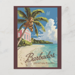 Barbados Painterly Travel Art Vintage Vykort