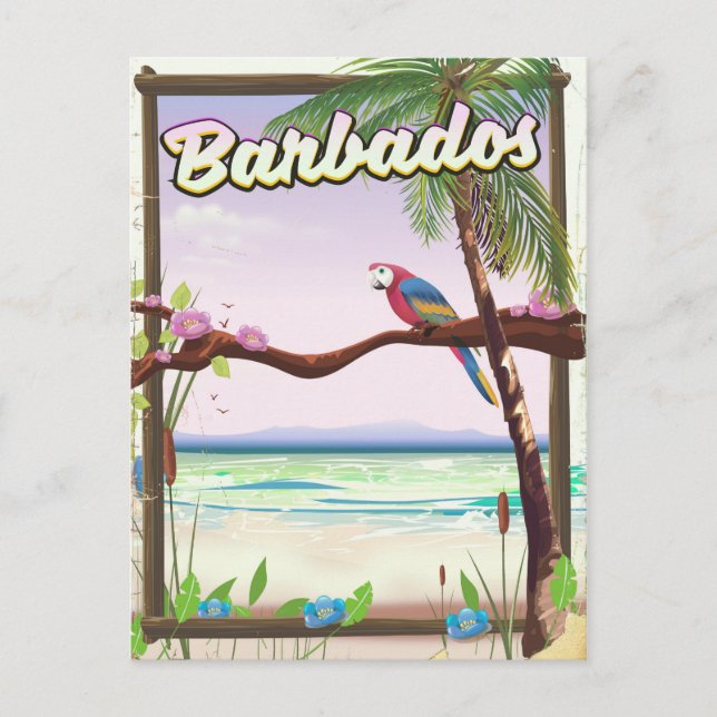 Barbados Papegoja Landskaps reseinformation affisc Vykort (Framsida)