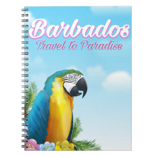 Barbados Papegoja reseinformation affisch Anteckningsbok Med Spiral
