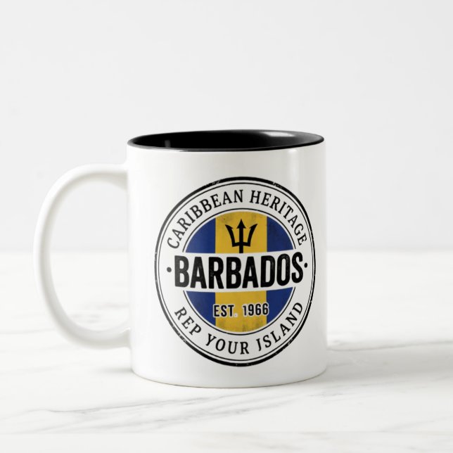 Barbados Passstamp | Karibiskt kulturarv Två-Tonad Mugg (Vänster)