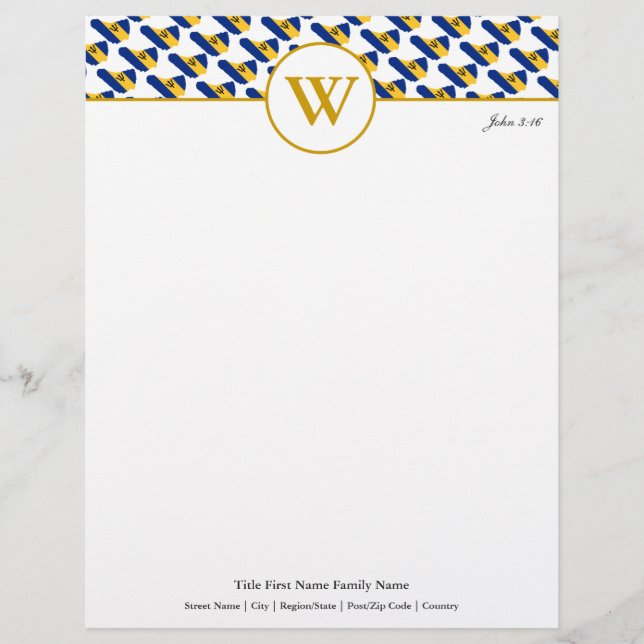 BARBADOS Personlig Monogram Brevhuvud (Framsida)
