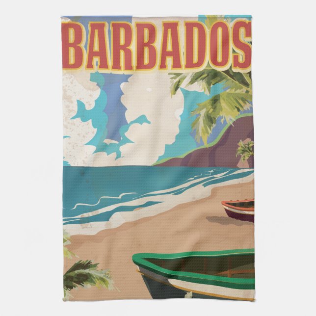 Barbados resemålning affisch kökshandduk (Vertikal)