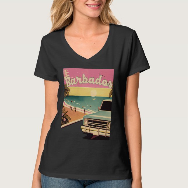 Barbados Retro Beach Vacation Graphics Barbados Su T Shirt (Framsida)
