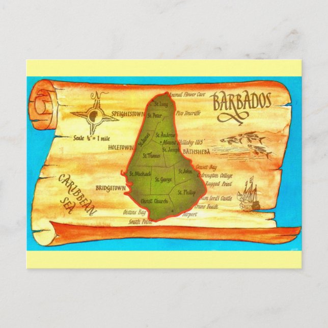 Barbados Retro-karta Postkort Vykort (Framsida)