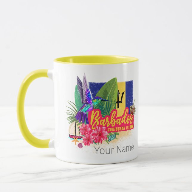 Barbados Retro Vintage-Karibiska ön Souvenir Mugg (Vänster)