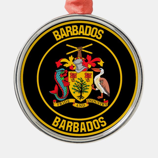 Barbados Round Emblem Julgransprydnad Metall (Framsidan)