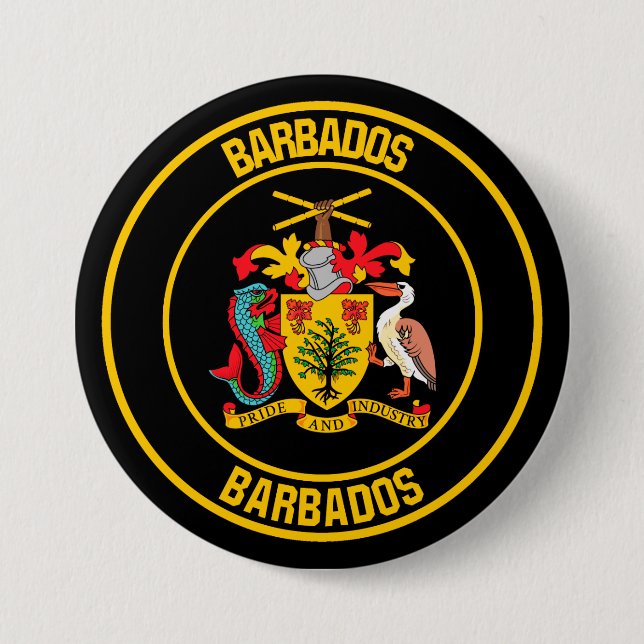 Barbados Round Emblem Knapp (Framsida)