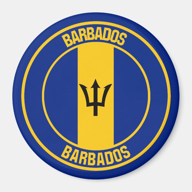 Barbados Round Emblem Magnet (Framsidan)