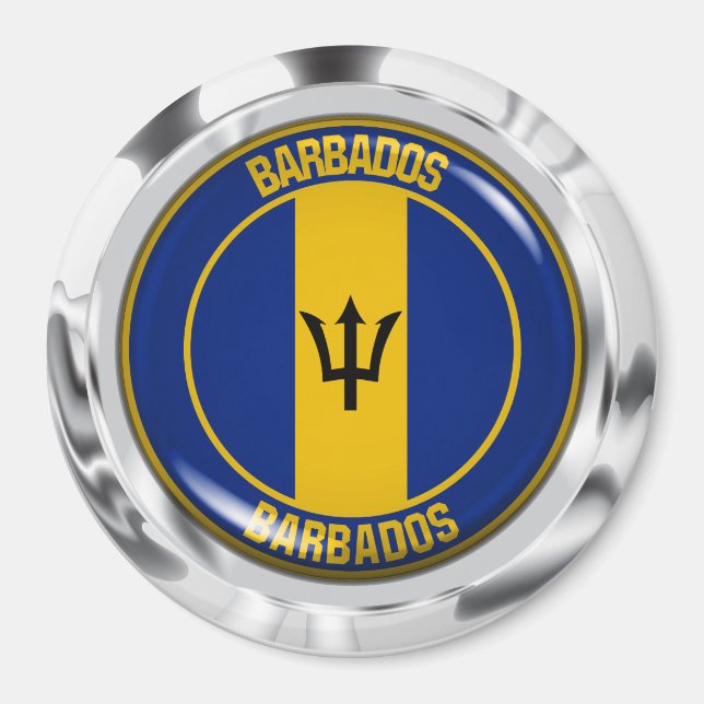 Barbados Round Emblem Magnet (Framsidan)