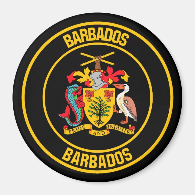 Barbados Round Emblem Magnet (Framsidan)