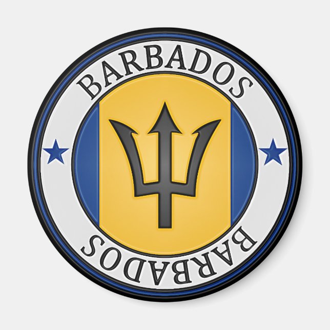 Barbados Round Emblem Magnet (Framsidan)