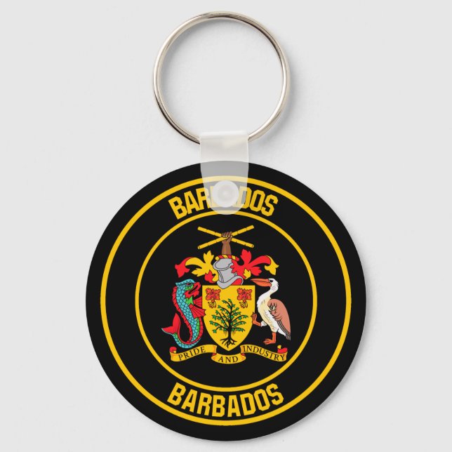 Barbados Round Emblem Nyckelring (Framsida)