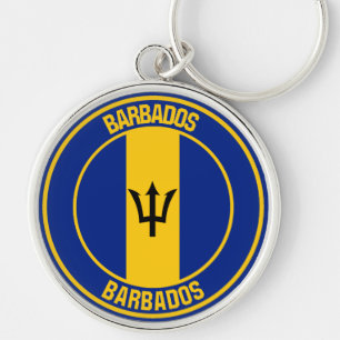 Barbados Round Emblem Rund Silverfärgad Nyckelring