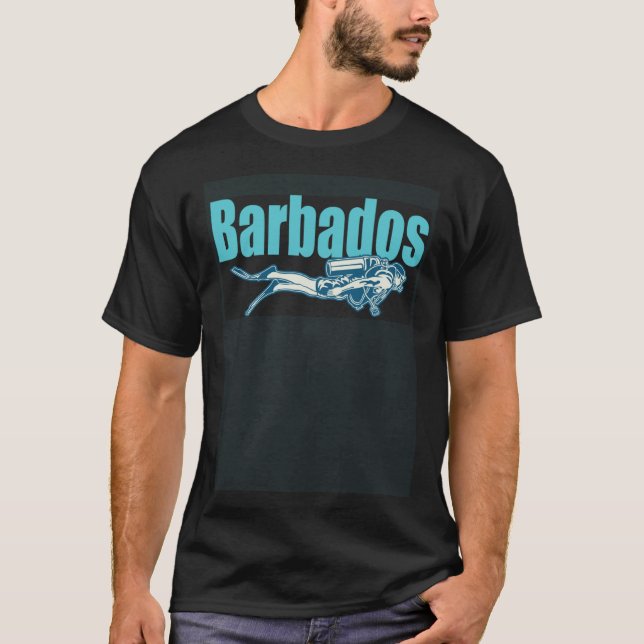 Barbados Scuba Diver Souvenir T Shirt (Framsida)