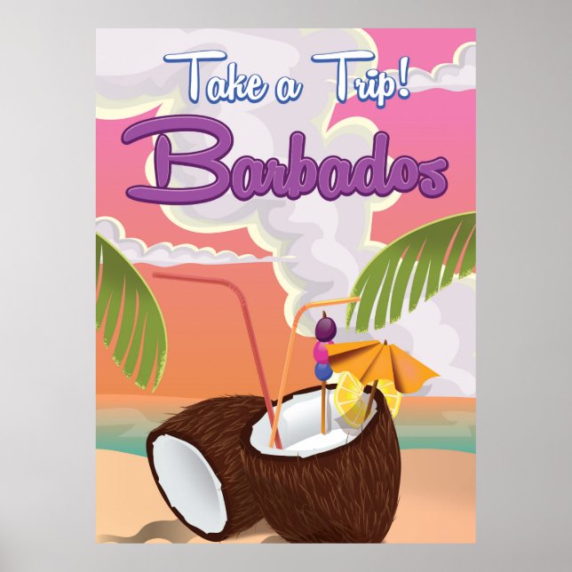 Barbados semesteresemotiv tecknad resa affisch (Framsidan)