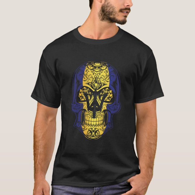 Barbados Skull och Ro Flagga T Shirt (Framsida)