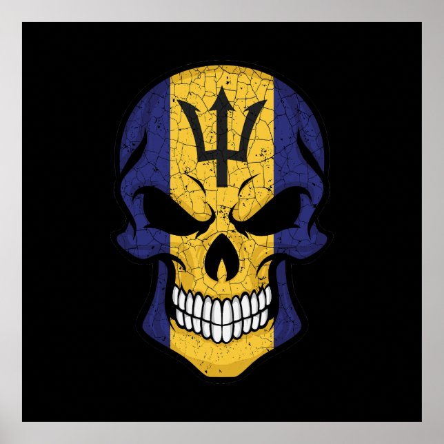 Barbados Smiling Skull Flagga Poster (Framsidan)