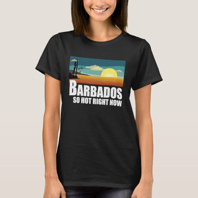 Barbados  so hot right now Retro Travel Beach Vaca T Shirt (Framsida)