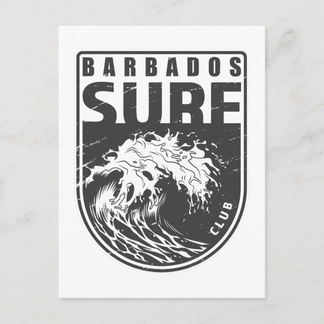 Barbados Surfa Klubb Emblem Vykort (Framsida)