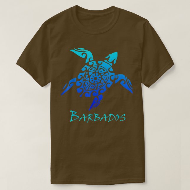 Barbados Tribal Turtle Polynesian Tattoo Stil Vac T Shirt (Design framsida)