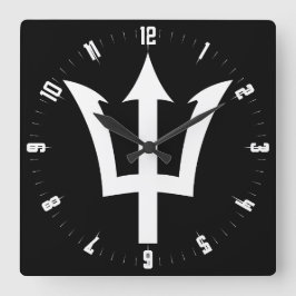 Barbados Trident Square Wall Clock Fyrkantig Klocka