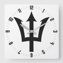 Barbados Trident Square Wall Clock Fyrkantig Klocka