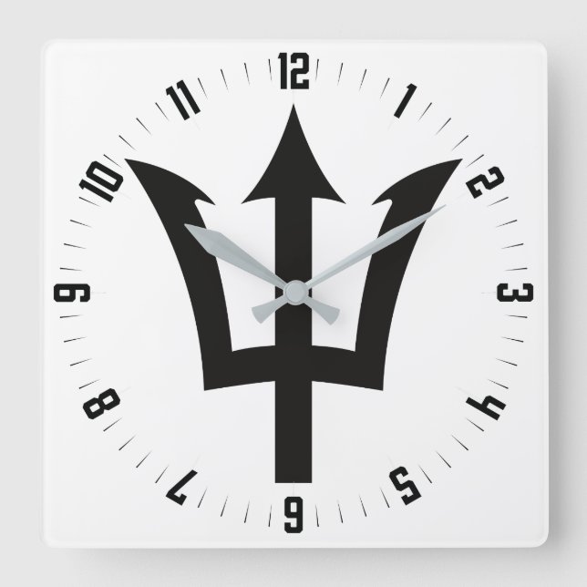 Barbados Trident Square Wall Clock Fyrkantig Klocka (Framsida)