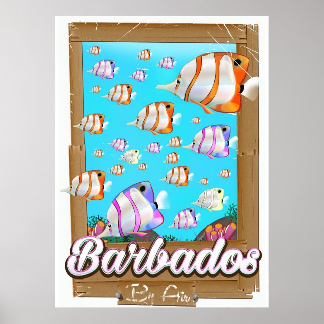 Barbados Tropiska Fiskar resaffisch Poster (Framsidan)