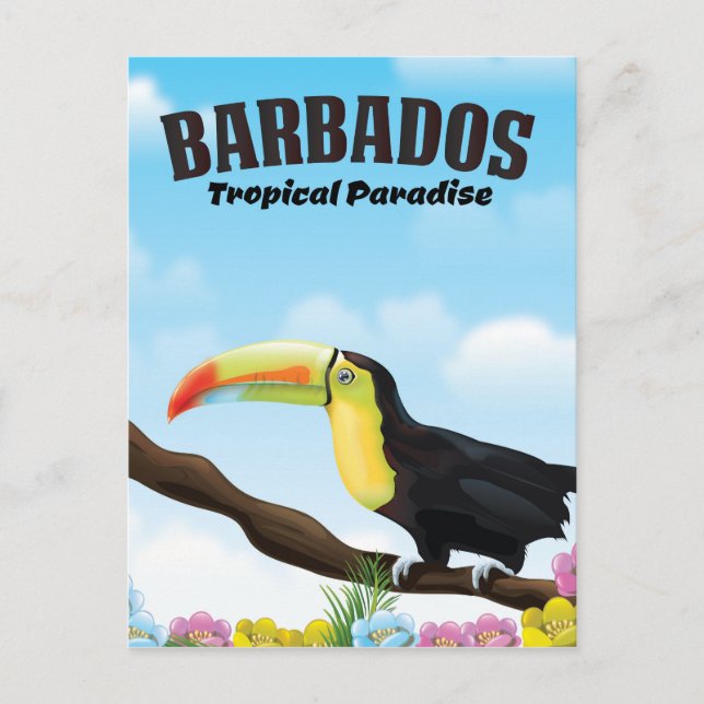Barbados Tropiskt Paradis resaffisch Vykort (Framsida)