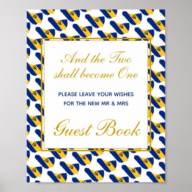 BARBADOS Underteckna vår gäst Bok Bröllop Poster (Framsidan)