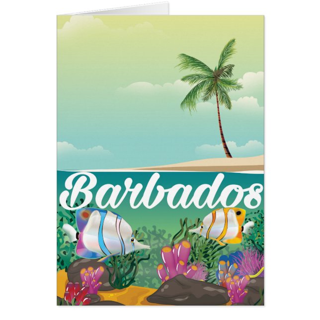 Barbados undervattensreseaffisch hälsningskort (Framsidan)