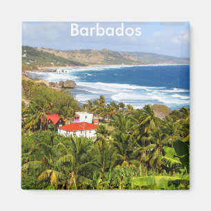 Barbados, vacker syn på bergssidan och havet magnet