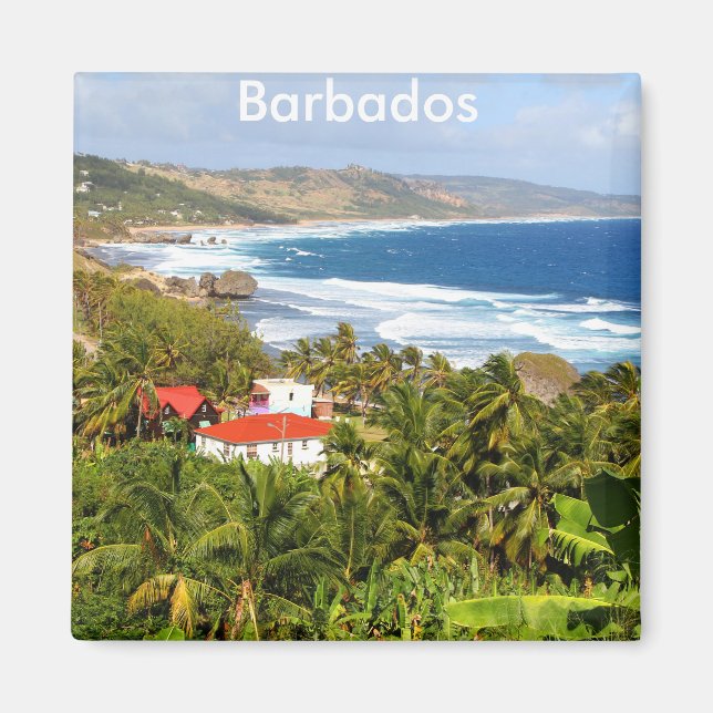 Barbados, vacker syn på bergssidan och havet magnet (Framsidan)