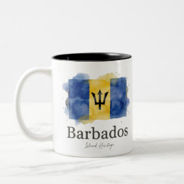 Barbados Vattenfärg Flagga | Karibiskt Kulturarv Två-Tonad Mugg