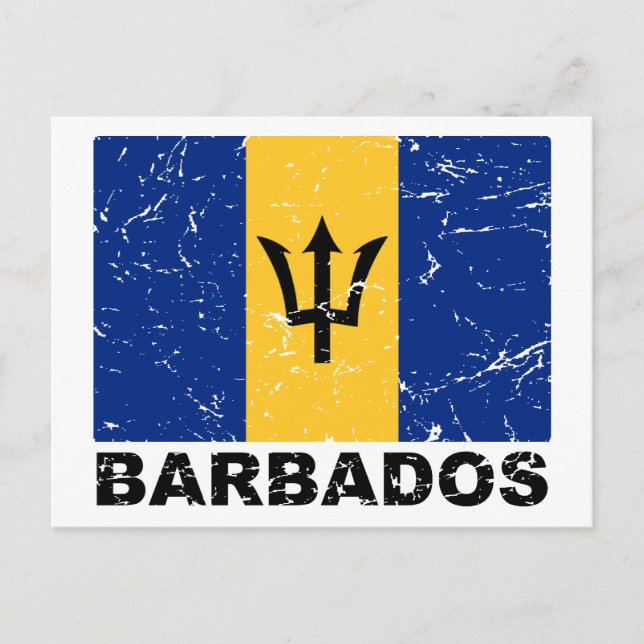 Barbados Vintage Flagga Vykort (Framsida)