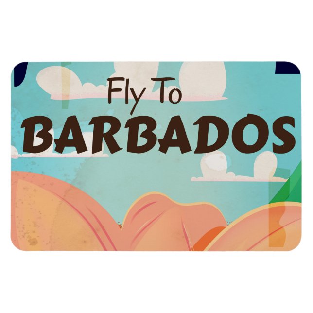 Barbados vintage-resaaffisch magnet (Horisontell)