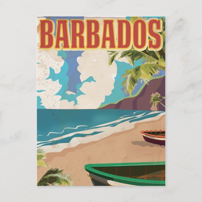 Barbados vintage-resoraffisch vykort (Framsida)