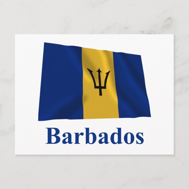 Barbados Wave Flagga med Namn Vykort (Framsida)