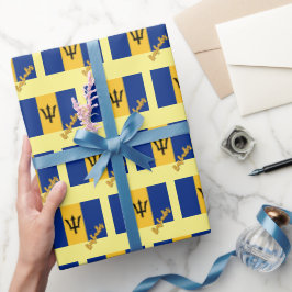 Barbados Wrapping Papper, gult, Barbados Flagga Presentpapper
