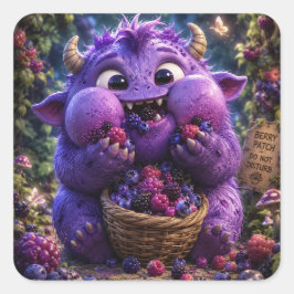 Bärbandidit Söt Monster Fantasy Skogs Konst Fyrkantigt Klistermärke