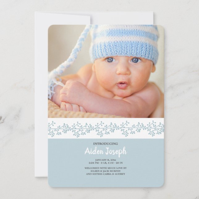 Bärbandsfoto Födelsekungörelse Meddelande (Framsida)