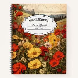 Bärbar anteckningsbok för vintagens botaniska popp