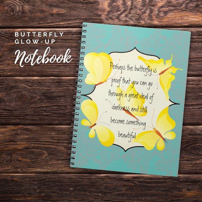 Bärbar bärbar dator med en daglig inspiration anteckningsbok (Butterfly Glow-Up Notebook Your Daily Inspiration)