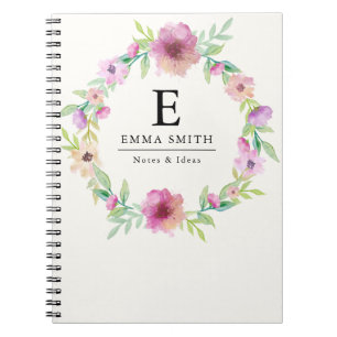 Bärbar bärbar Personlig i Bouquet monogram Anteckningsbok