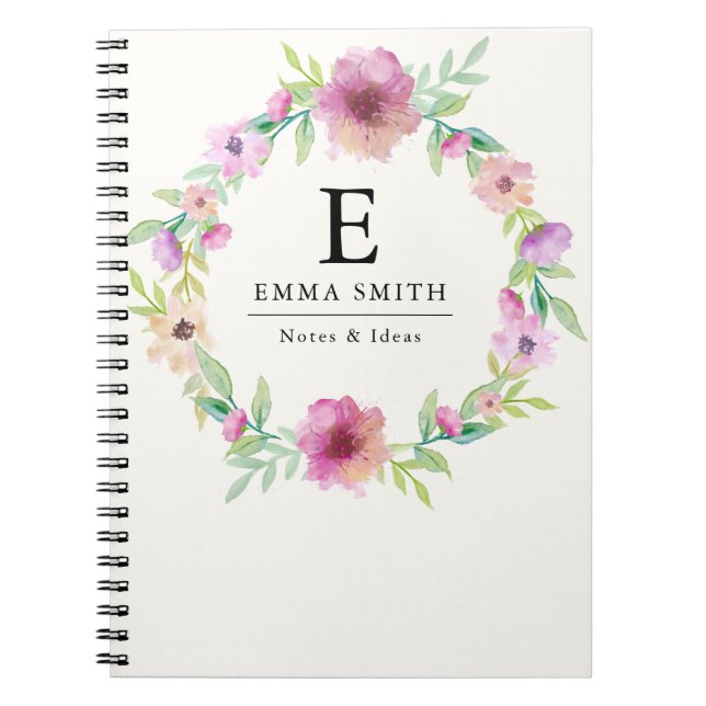 Bärbar bärbar Personlig i Bouquet monogram Anteckningsbok (Framsidan)